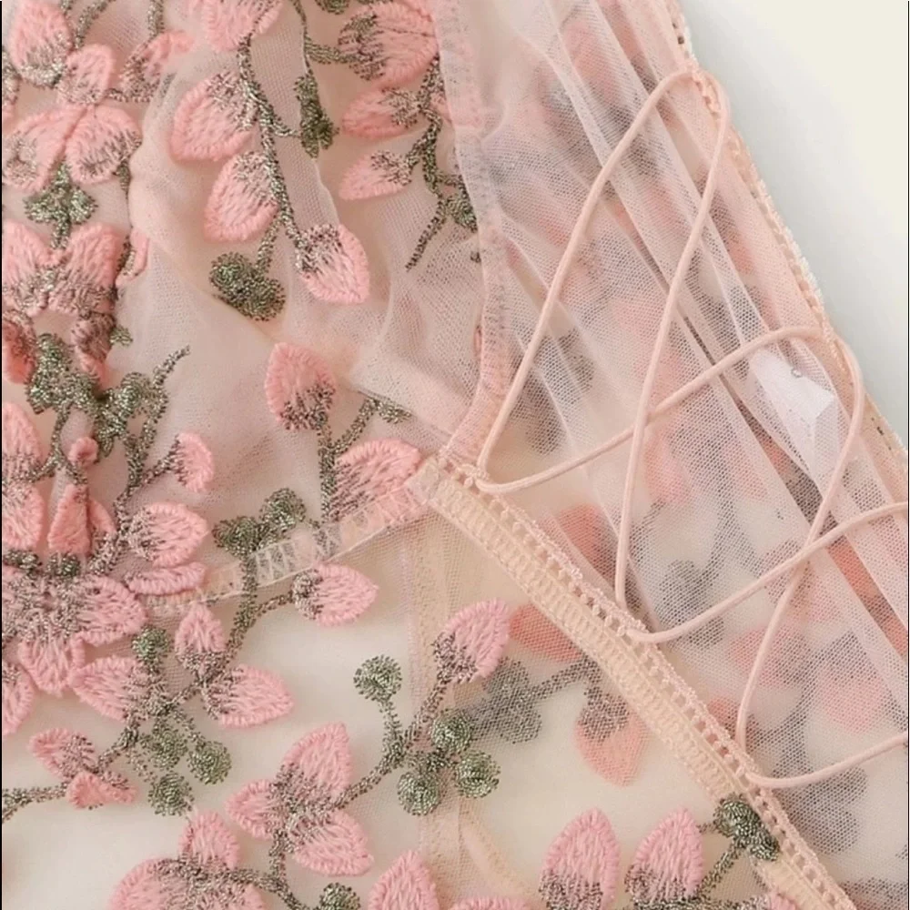 Lace Mesh Floral One Piece Bodysuit Lingerie Top - Picture 13 of 16